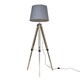 image 1 of ValueLights Clipper Light Wood Tripod Floor Lamp Grey Taper Shade