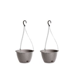 Ratolla Round Hanging Plastic Planter - 14.2x21.7x21.7 cm | Grey | Grey & Set of 2 | 2