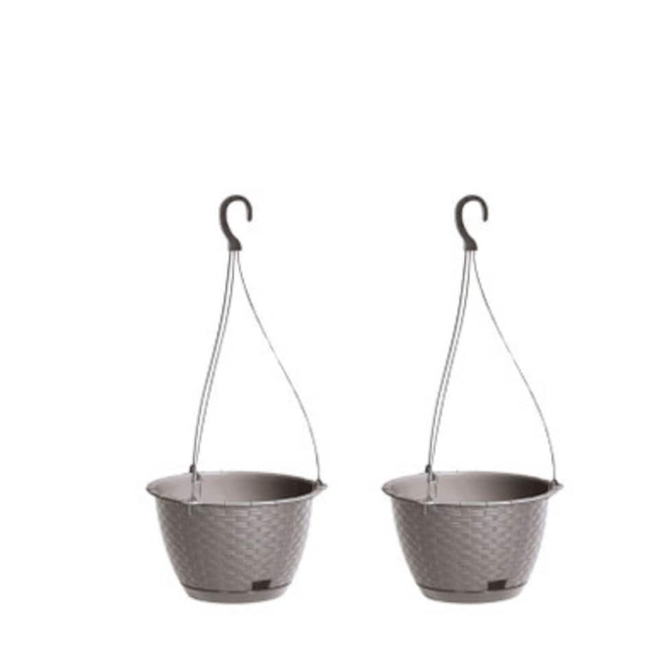 image 1 of Ratolla Round Hanging Plastic Planter - 14.2x21.7x21.7 cm | Grey | Grey & Set of 2 | 2
