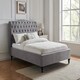 image 1 of 6ft Super King fabric upholstered,light grey,buttoned back,curved bed frame,bedstead