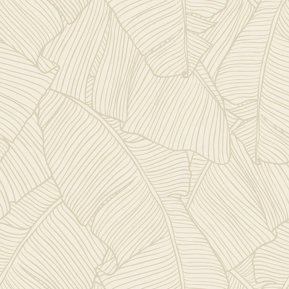 image 1 of Banana Leaf Wallpaper in Mushroom and Cream Multi