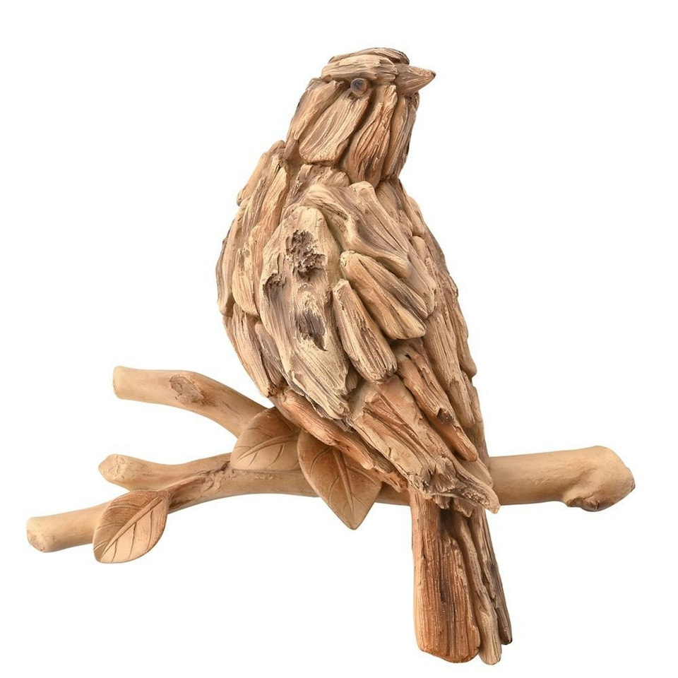 image 1 of Naturecraft Resin Driftwood Collection Sitting Bird Wall Art Brown