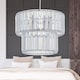 image 8 of Set of 2 Clint - Clear Acrylic Two Tier Easy Fit Pendant Shades | Clear | Clear acrylic with polished chrome plate detail | 2