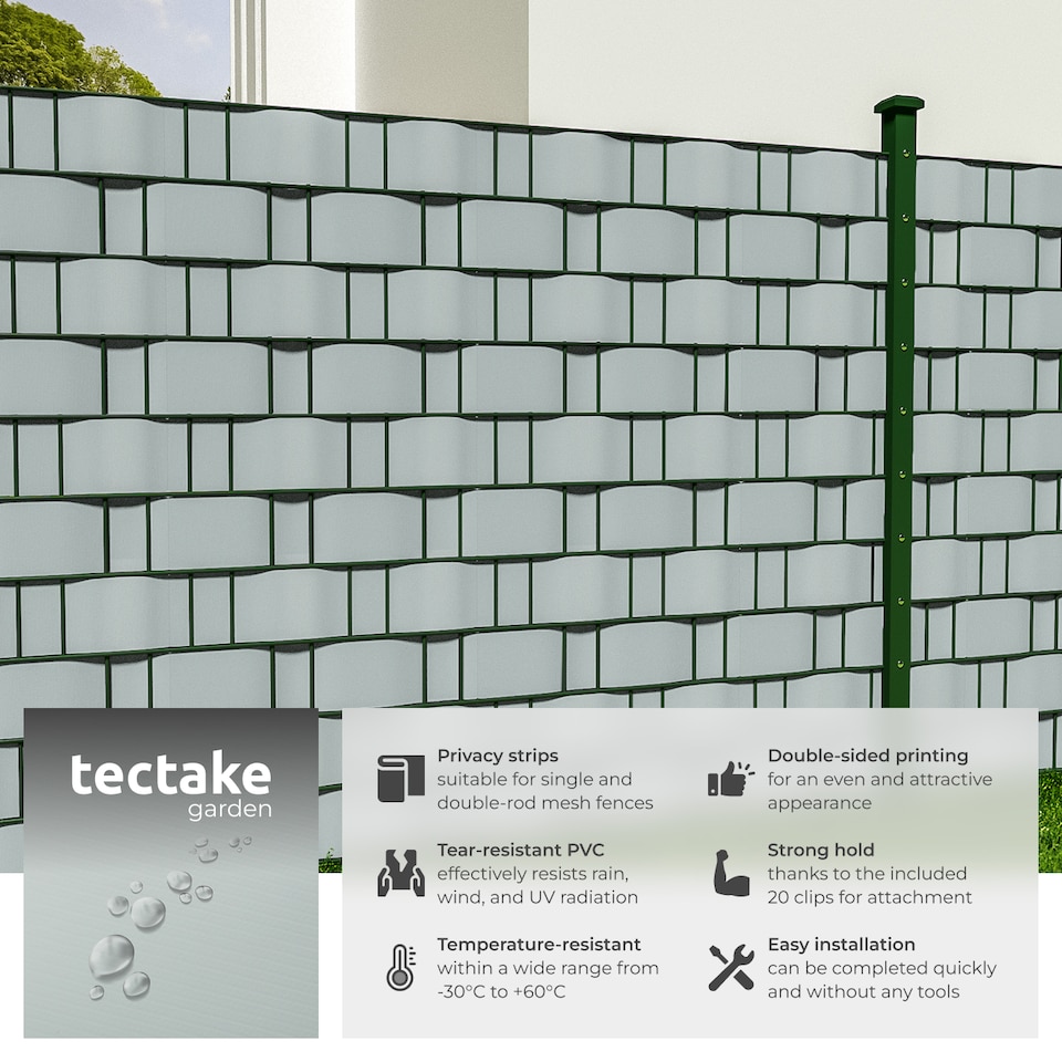 image 1 of Privacy Film - double-sided print, opaque and tear-resistant, fastening clips included | Grey | light grey | 3500 x 19 x 0,04 cm | 1