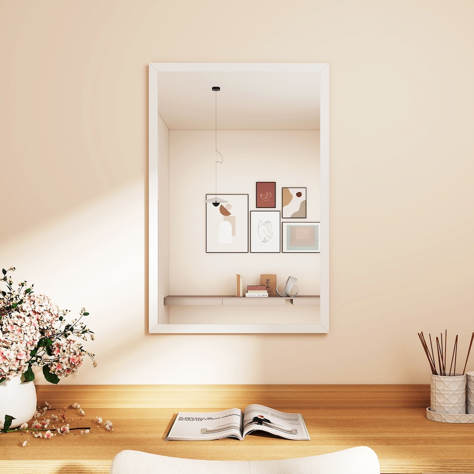 image 1 of HOMCOM 60x40cm Wall Bathroom Mirror for Home Decor, Vanity Mirror, White