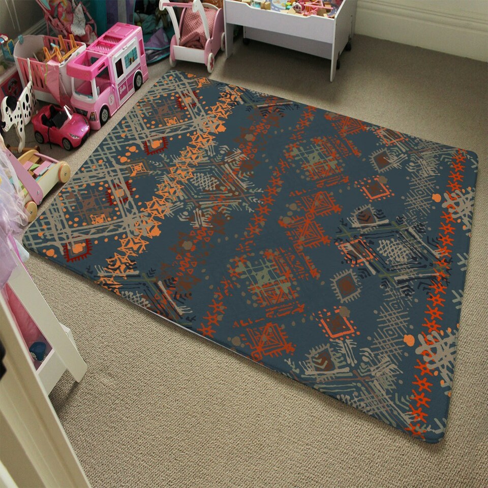 image 1 of Ethnic boho distressed pattern (Rug) Multi | Large: 140x200cm