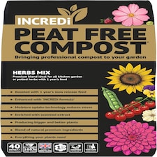 INCREDiPeatFree Premium Herb Compost 40 Litre Peat Free Garden Soil with 120g Incredicrop Slow-Release Nutrients Made in Britain