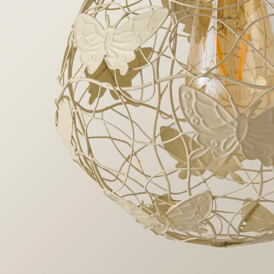 image 1 of ValueLights Modern Cream Butterfly Wire Frame Globe Ceiling Pendant Light Shade