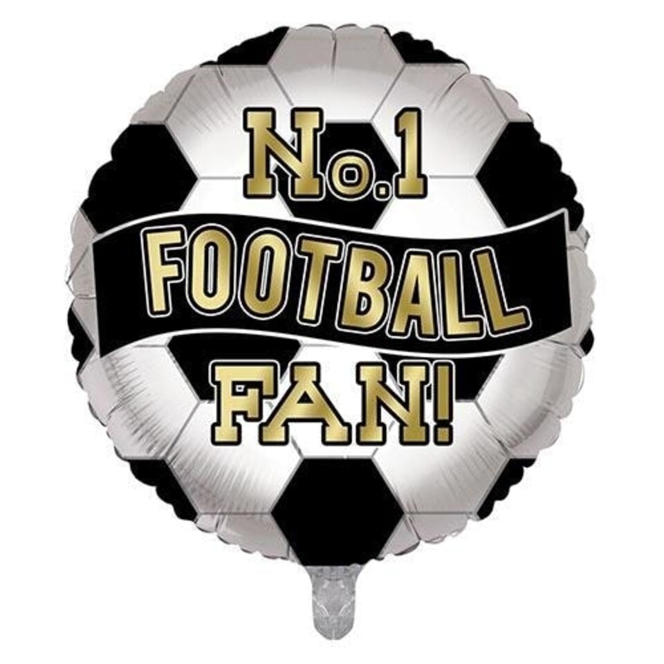 image 1 of Black & White No. 1 Football Fan Round Foil Helium Balloon 46cm / 18 in | Black