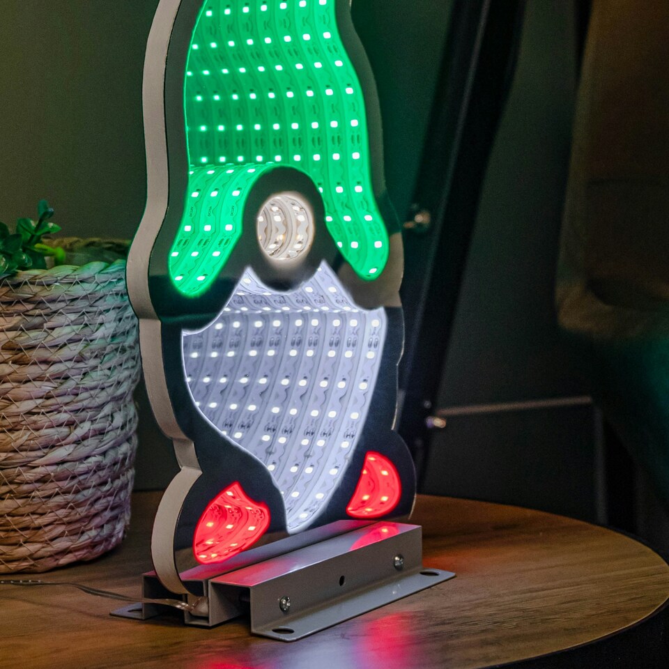 image 1 of 40cm Infinity Gonk with Hat on Metal Base with Green, White and Red LEDs