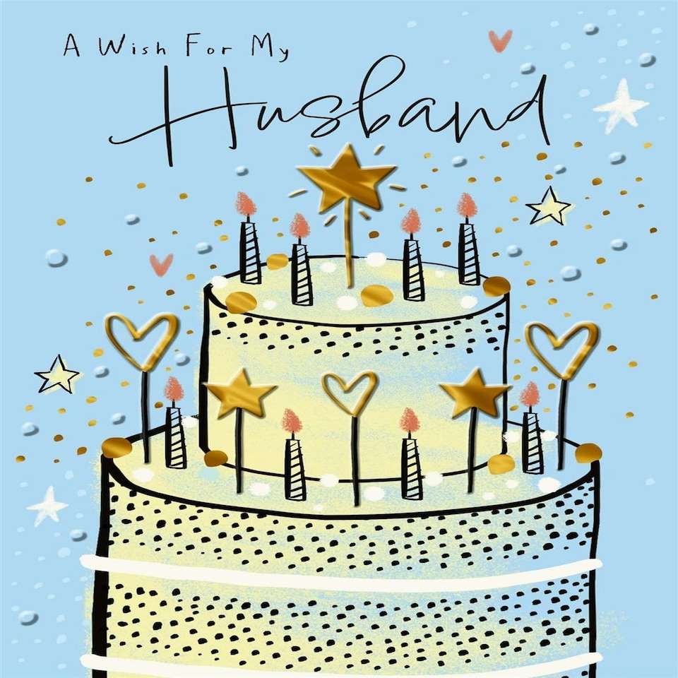 image 1 of Blue Cake Design Husband Birthday Card