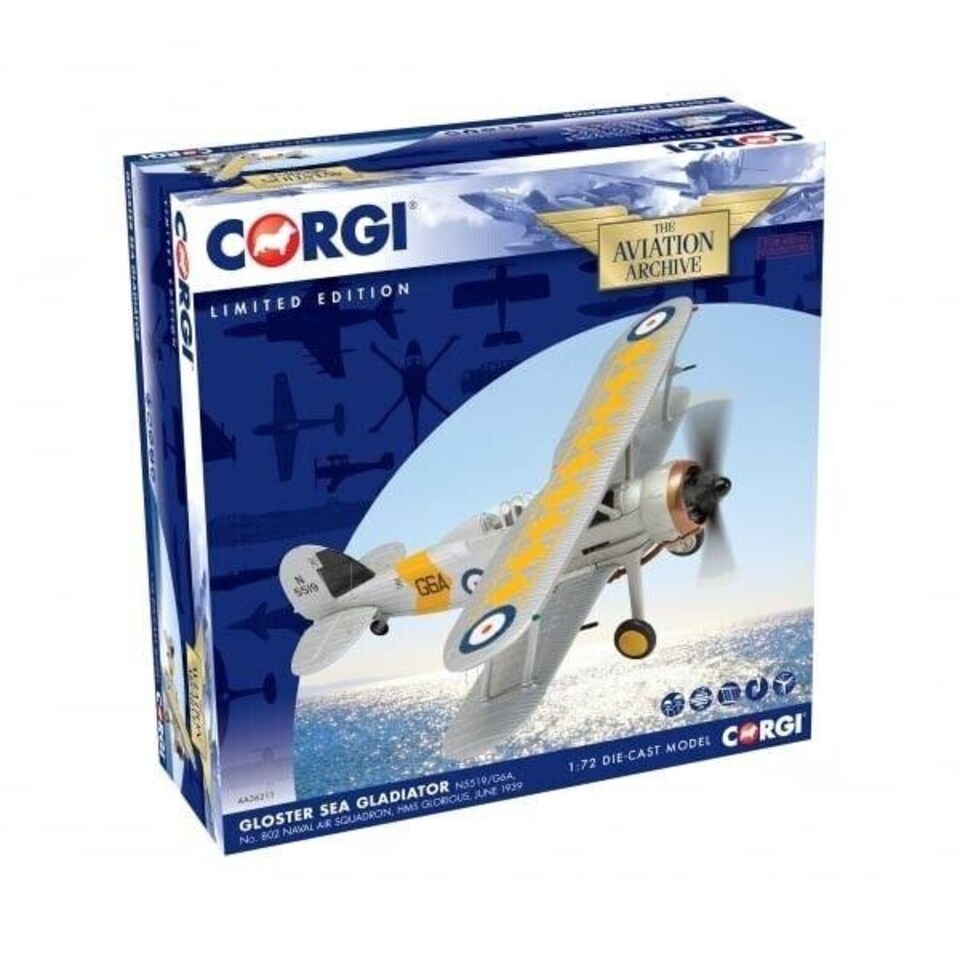 image 1 of Corgi AA36211 Gloster Sea Gladiator 802 Naval Air Squadron HMS Glorious June 1939 1:72