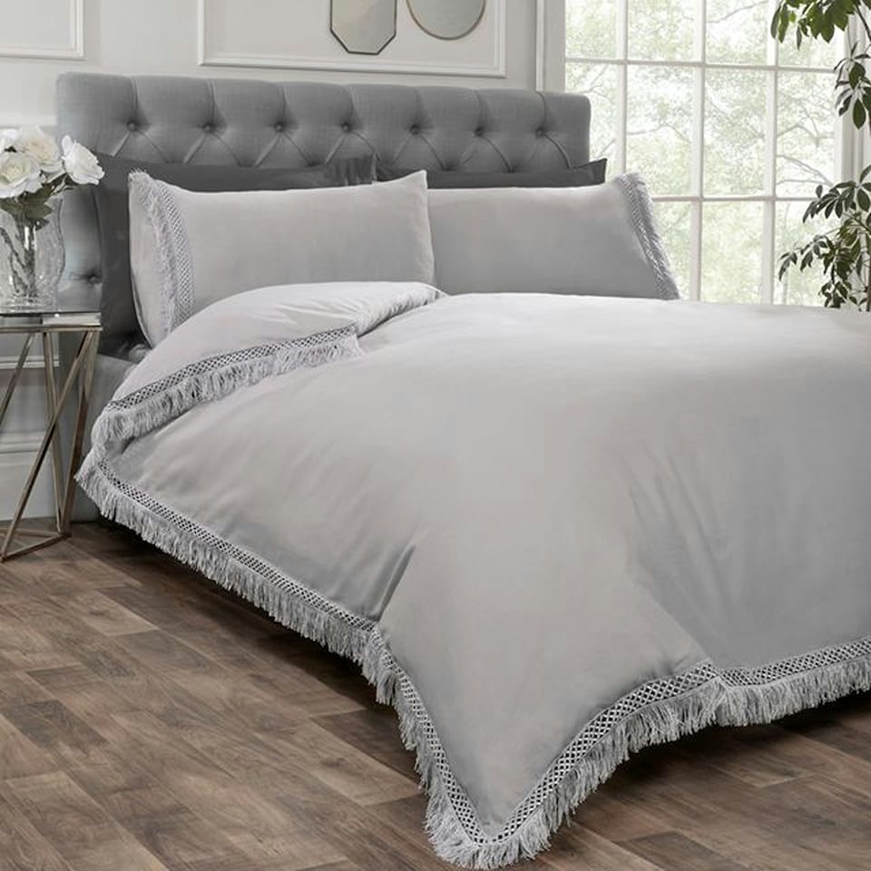 image 1 of Tia Trellis Polycotton Reversible Duvet Cover Set with Pillowcase Pink | Single