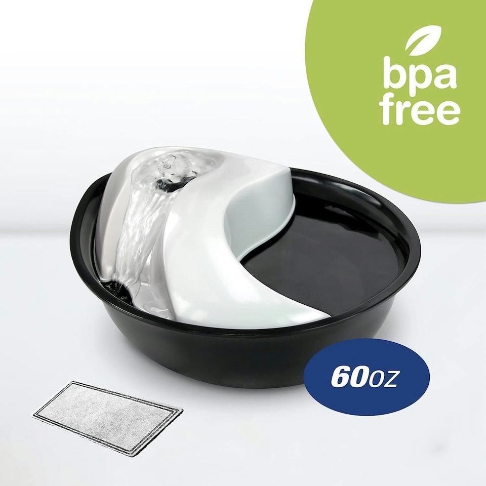 image 1 of Pet Cat & Dog Drinking Water Fountain Bowl Automated Purifier & Filtered Black