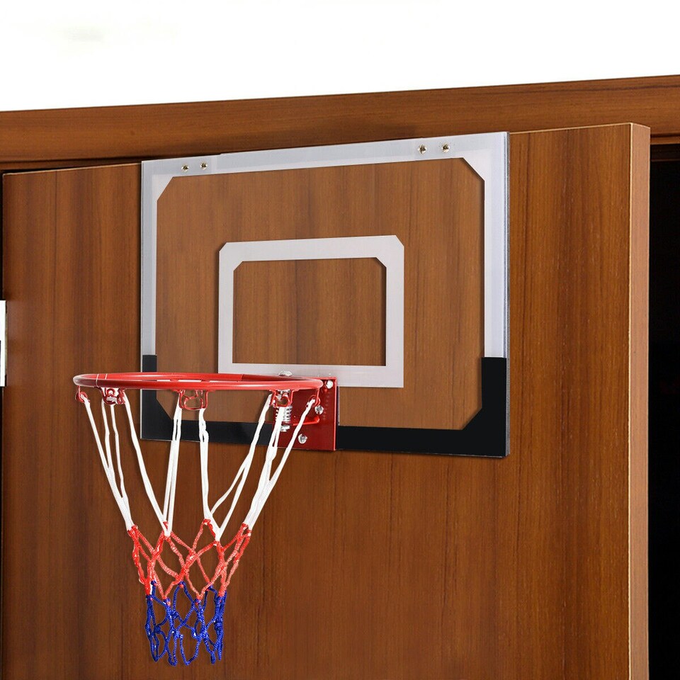 image 1 of COSTWAY Basketball Hoop Over-The-Door Basketball Backboard Red | Standard