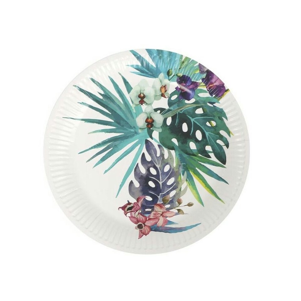 image 1 of Plate set Algon Disposable Cardboard Tropical 8 Pieces 23 cm (24 Units) N/A