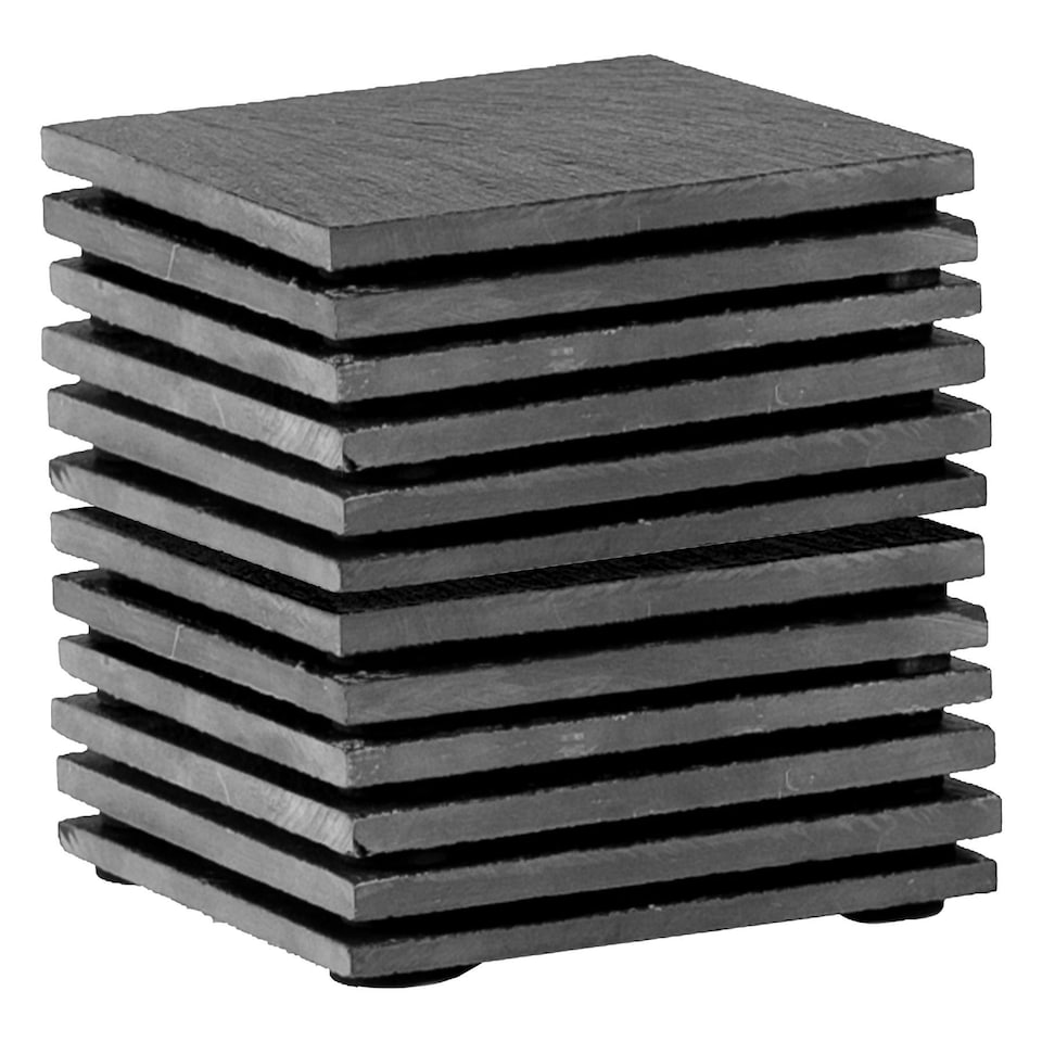 image 1 of Argon Tableware Linea Square Slate Coasters - 10cm - Pack of 12