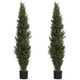 image 1 of HOMCOM Set of 2 Decorative Artificial Plants Cypress in Weighted Pot, 150cm