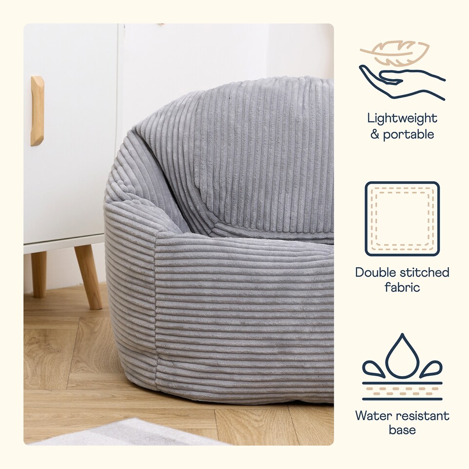 image 1 of Kids High Rest Beanbag Corduroy Light Grey | Grey | Grey | 1