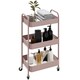 image 6 of HOMCOM 3 Tier Rolling Utility Cart with 3 Mesh Basket, Pink