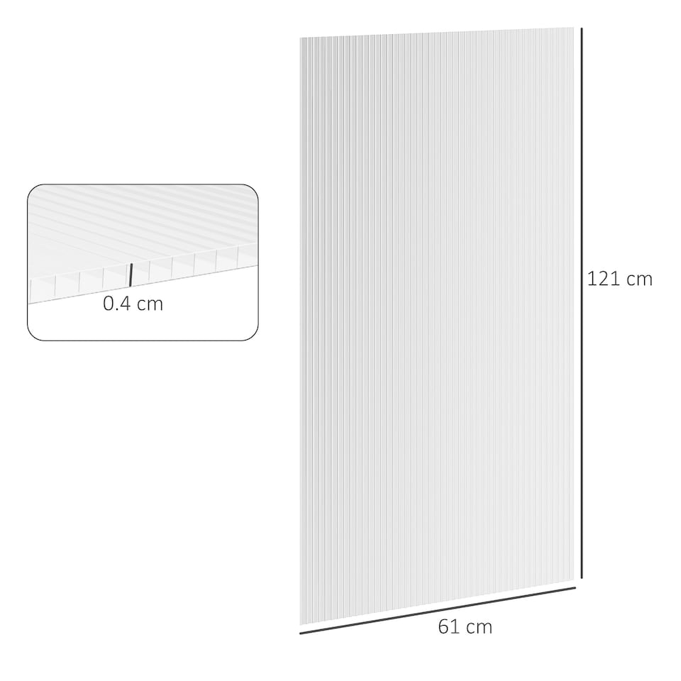 image 1 of Outsunny 14 Pieces Twin-Wall Greenhouse Polycarbonate Sheets, 121 x 61 x 0.4cm