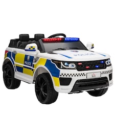 HOMCOM 12V Electric Car for Kids, Ride on Police Car with 2 Motors, Remote Control, Siren Flashing Lights, Suspension, USB, Auxiliary Wheels, Pull handle, for 3-6 Years, White