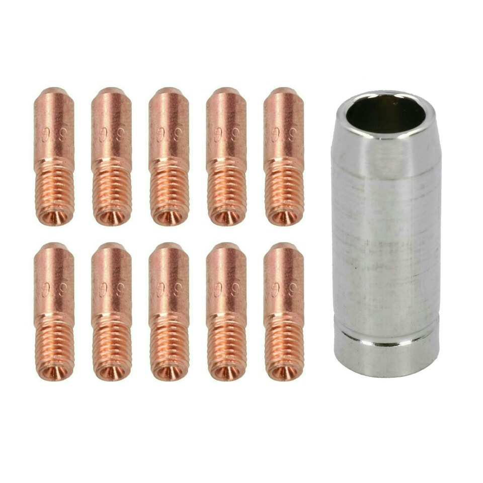 image 1 of 1.0mm Mini Contact Tips 10pk & Shroud Hobby Welding Torch Welder MIG Gas