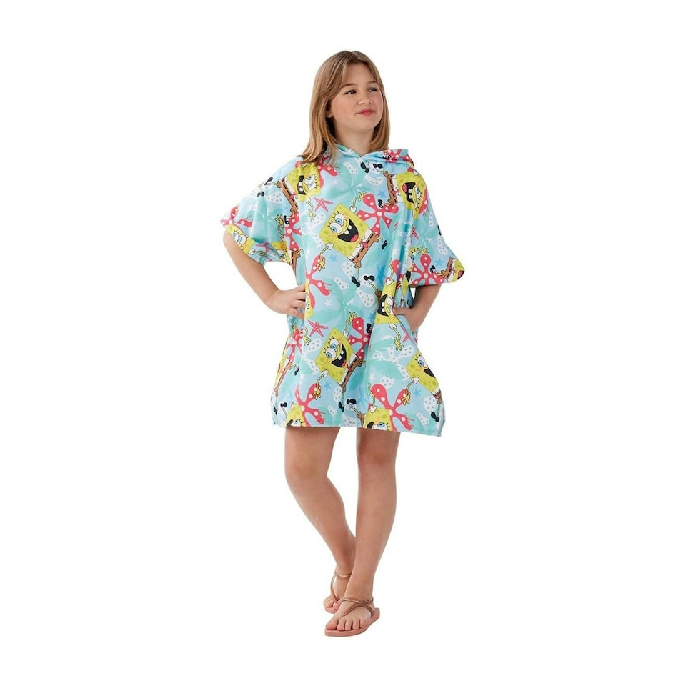 image 1 of SpongeBob SquarePants Childrens/Kids Tropical Hooded Towel - Multicoloured - One Size Multi | One size