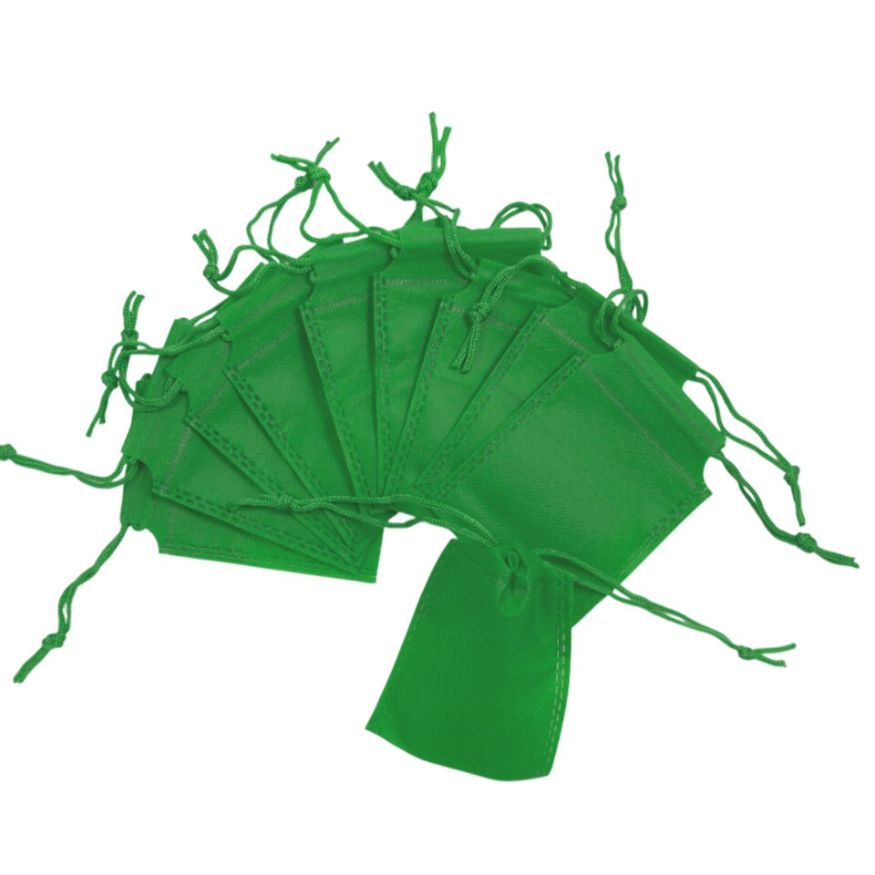 image 1 of Pack of 25 Dark Green Coloured 12x9cm Non-Woven Drawstring Bags | Green