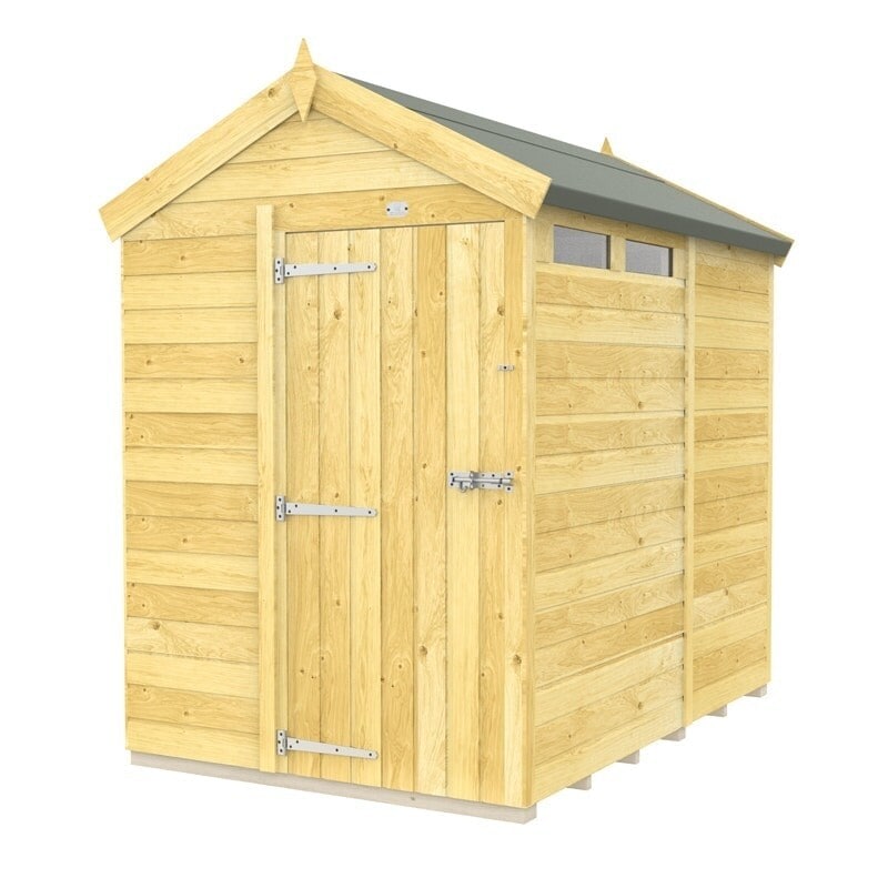 5 x 7 Feet Apex Security Shed - Single Door - Wood - L214 x W147 x H217 cm Brown