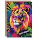 image 1 of Jungle Vibrant Colourful Design Man Lion Him Birthday Card