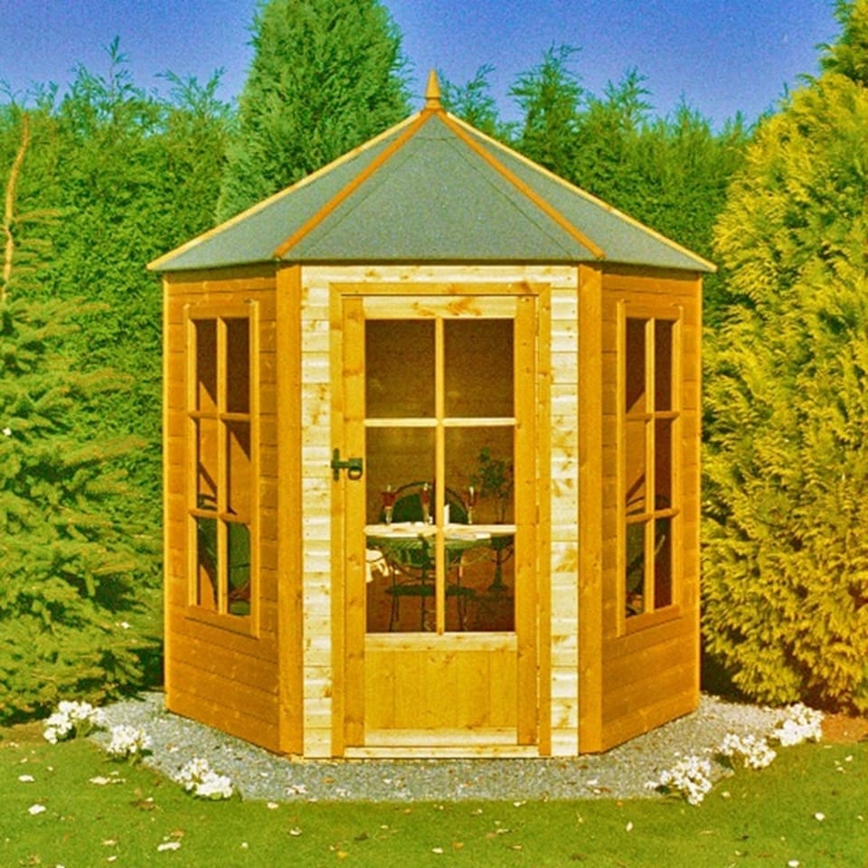 image 1 of Gazebo Summerhouse Shiplap Summerhouse Garden Sun Room Approx 6 x 6 Feet Brown