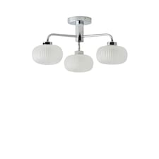 ValueLights Amaia Chrome IP44 3 Way Frosted Ribbed Glass Ceiling Light | Chrome