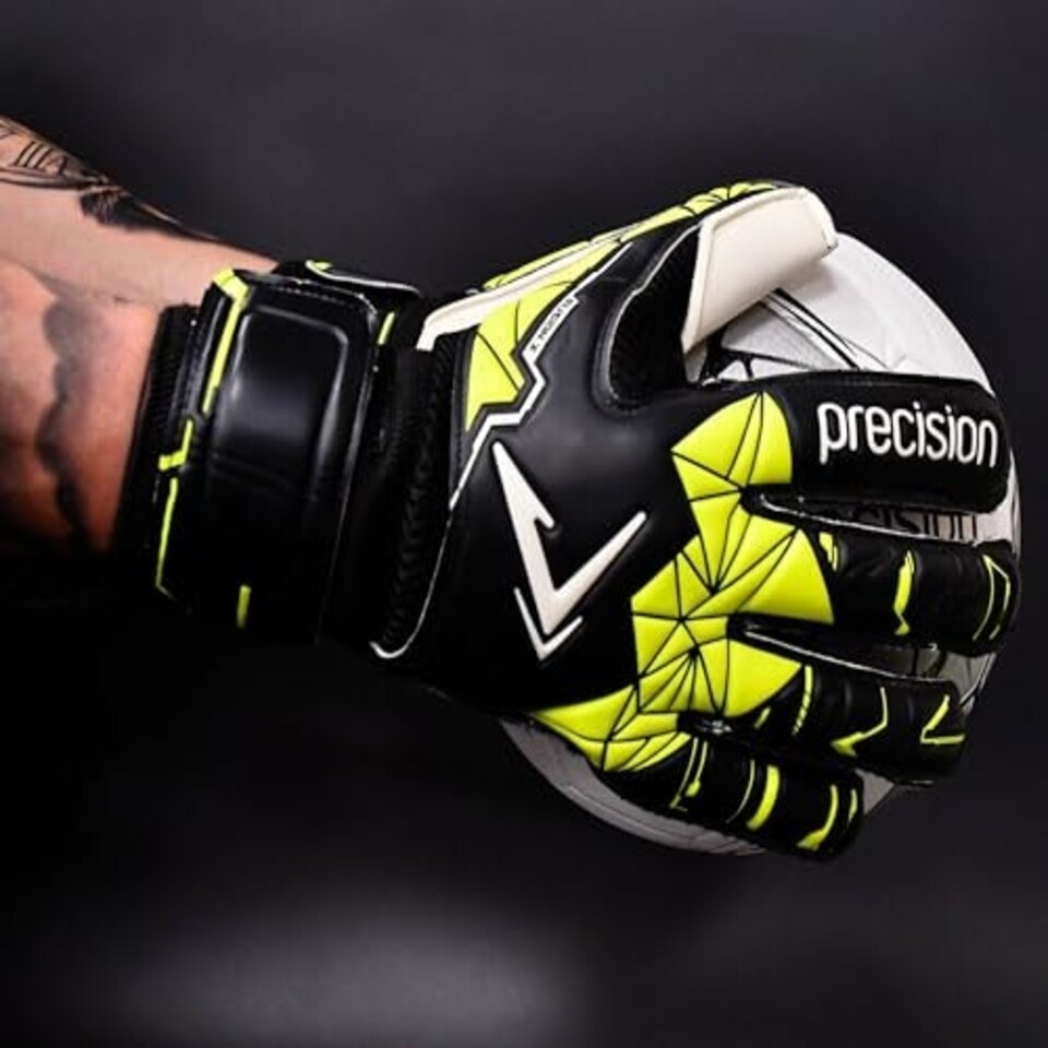 image 1 of Precision Junior Fusion X Flat Cut Finger Protect -  - 7 - Football - Soccer - PRG15707 Black