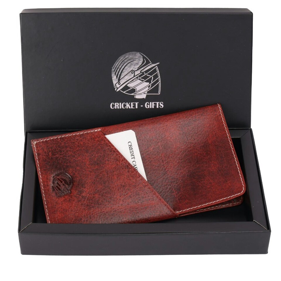 image 1 of CRICKET-GIFTS - Buffalo Leather Glasses Case | Red Leather Exterior | Includes Card Holder Red