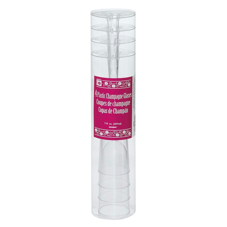 image 1 of Unique Party Plastic Champagne Flute (Pack of 4) - Clear - One Size
