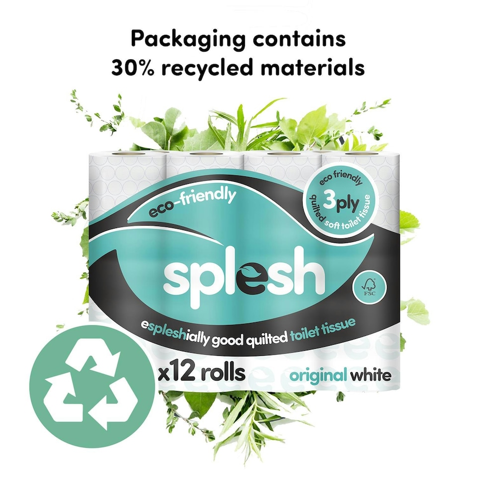 image 1 of Splesh by Cusheen Quilted Luxury White 3 Ply Soft Toilet Tissue Paper 36 Rolls