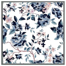 Blue flower illustrations (Picture Frame) Grey | L