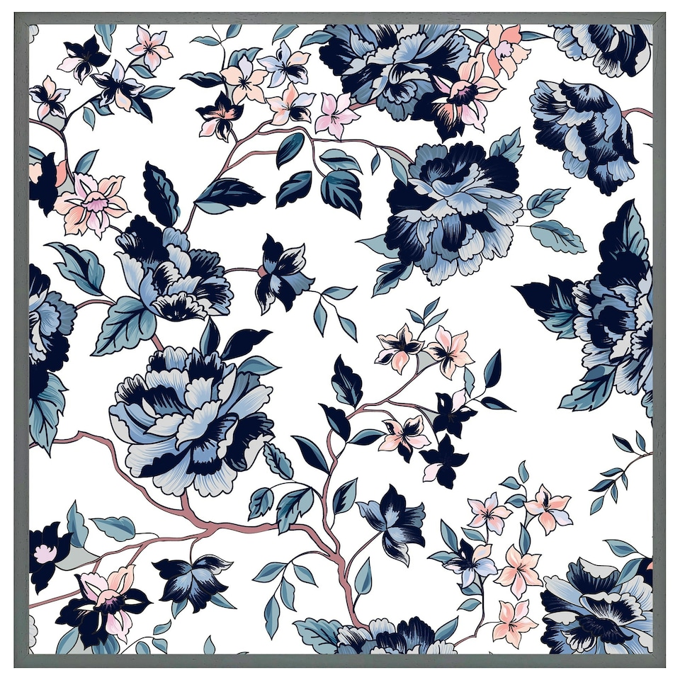 image 1 of Blue flower illustrations (Picture Frame) Grey | L