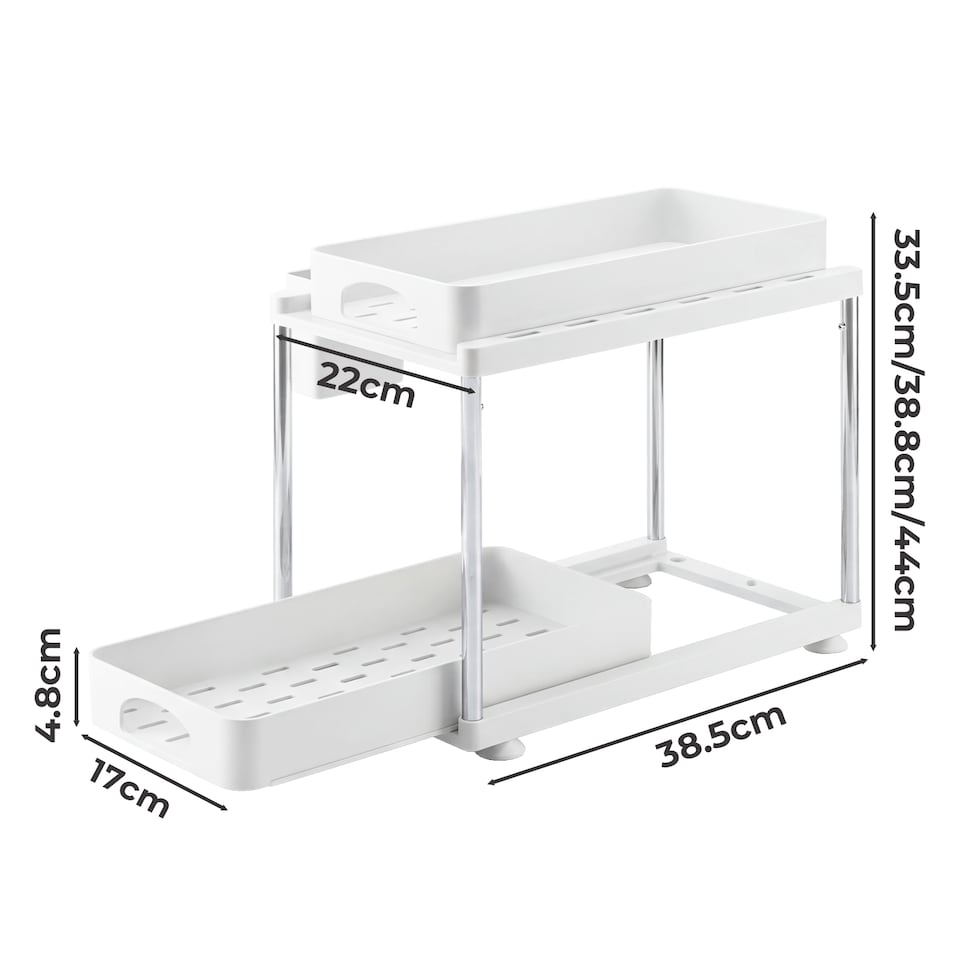 image 1 of Toque Under Sink Organiser Two Slide-Out Drawers Kitchen Storage 2pcs White