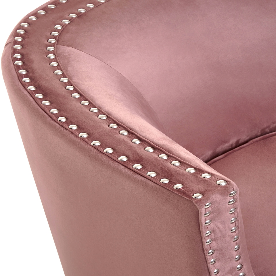 image 1 of Interiors by Premier Pink Velvet Studded Chair, Easy to Clean Leather Armchair, Body Supportive Accent Chair