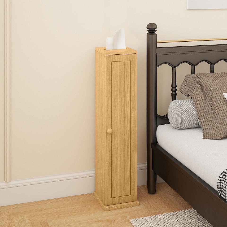 image 1 of COSTWAY Compact Toilet Tissue Storage Tower Toilet Natural