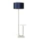 image 3 of ValueLights Tavel Brushed Silver Floor Lamp with Large Navy Blue Drum Shade Blue