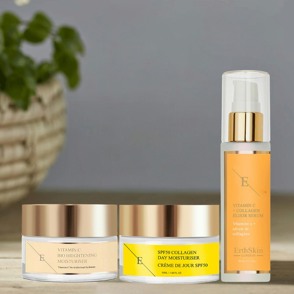 image 1 of VITAMIN C + COLLAGEN ELIXIR SERUM 60ML + Vitamin C Bio Brightening Moisturiser 50ml +SPF 50 Collagen Day Cream 50ml