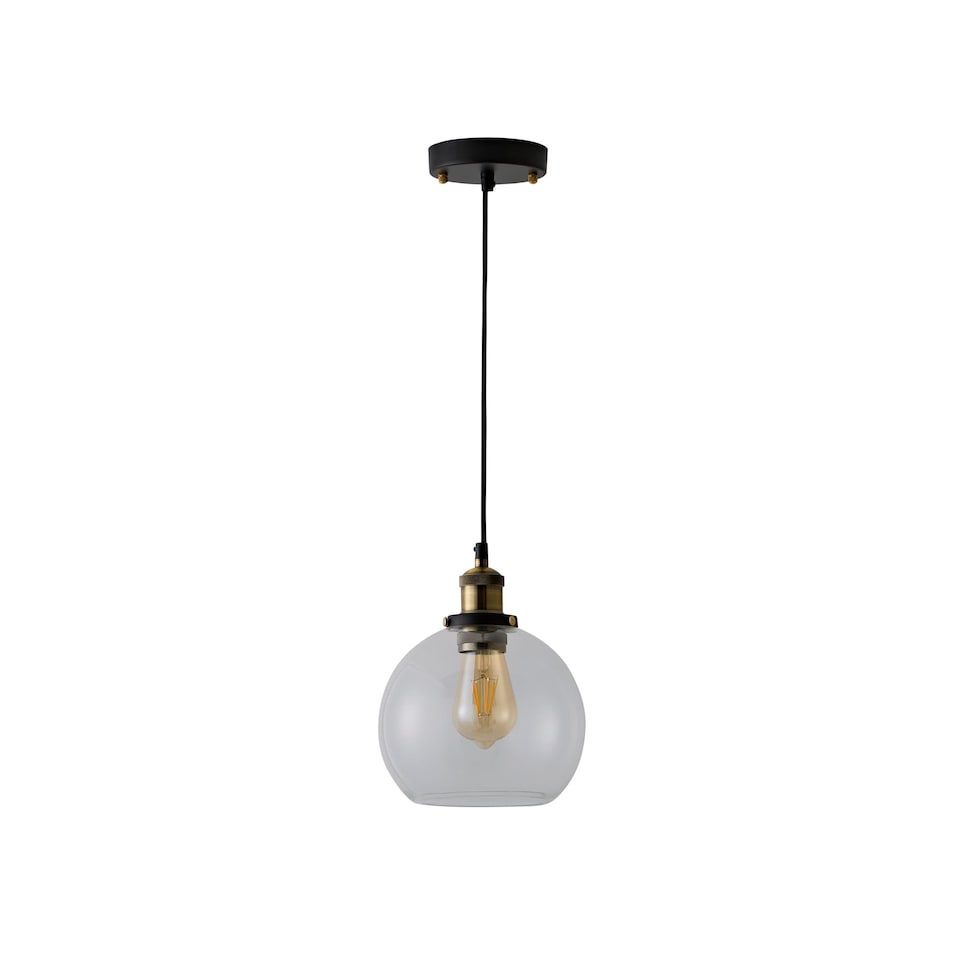 image 1 of ValueLights Sheridan Glass Clear Globe Ceiling Light Pendant & Bulb | Clear