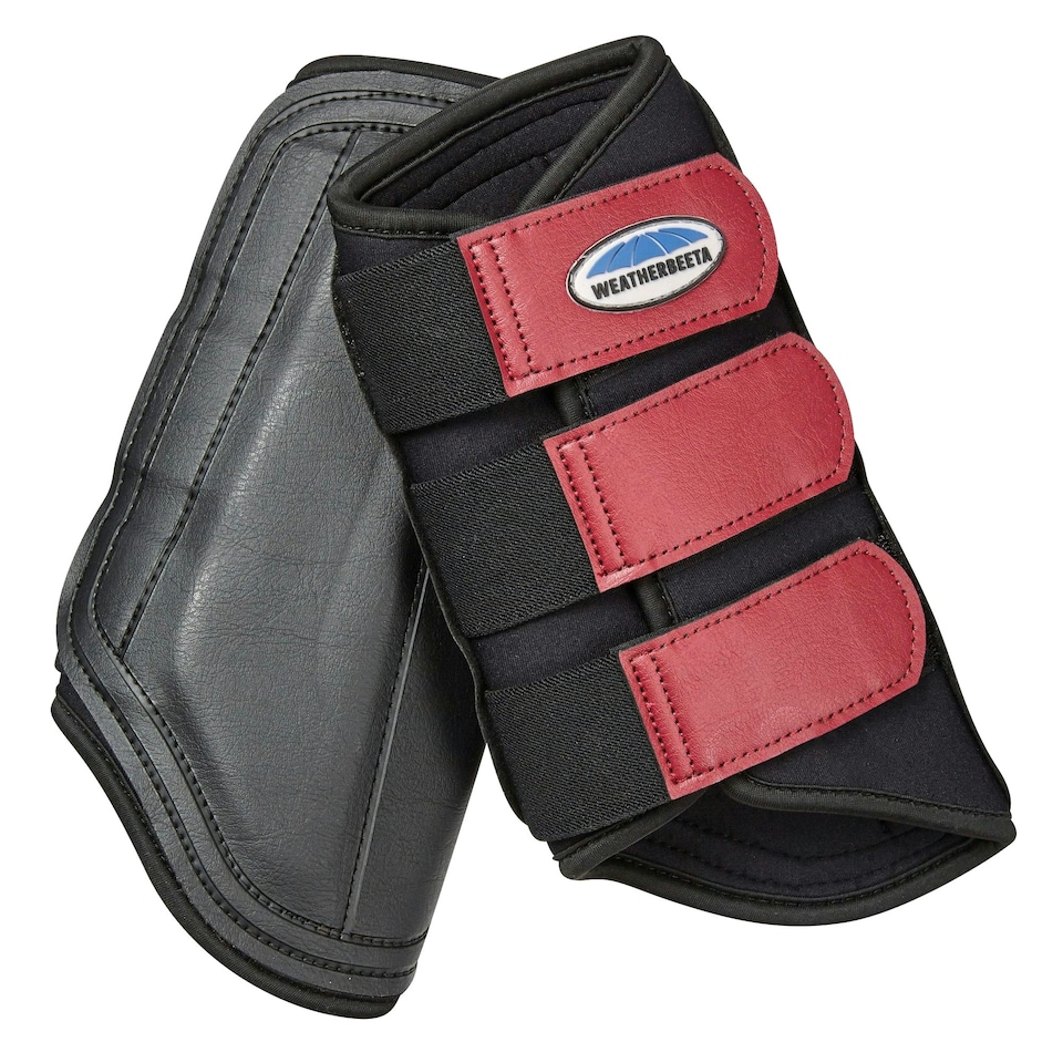 image 1 of Weatherbeeta Single Lock Brushing Boots - Black/Maroon - Warmblood