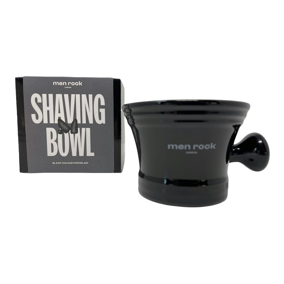 image 1 of Men Rock Porcelain Shaving Bowl with Handle - Black Black