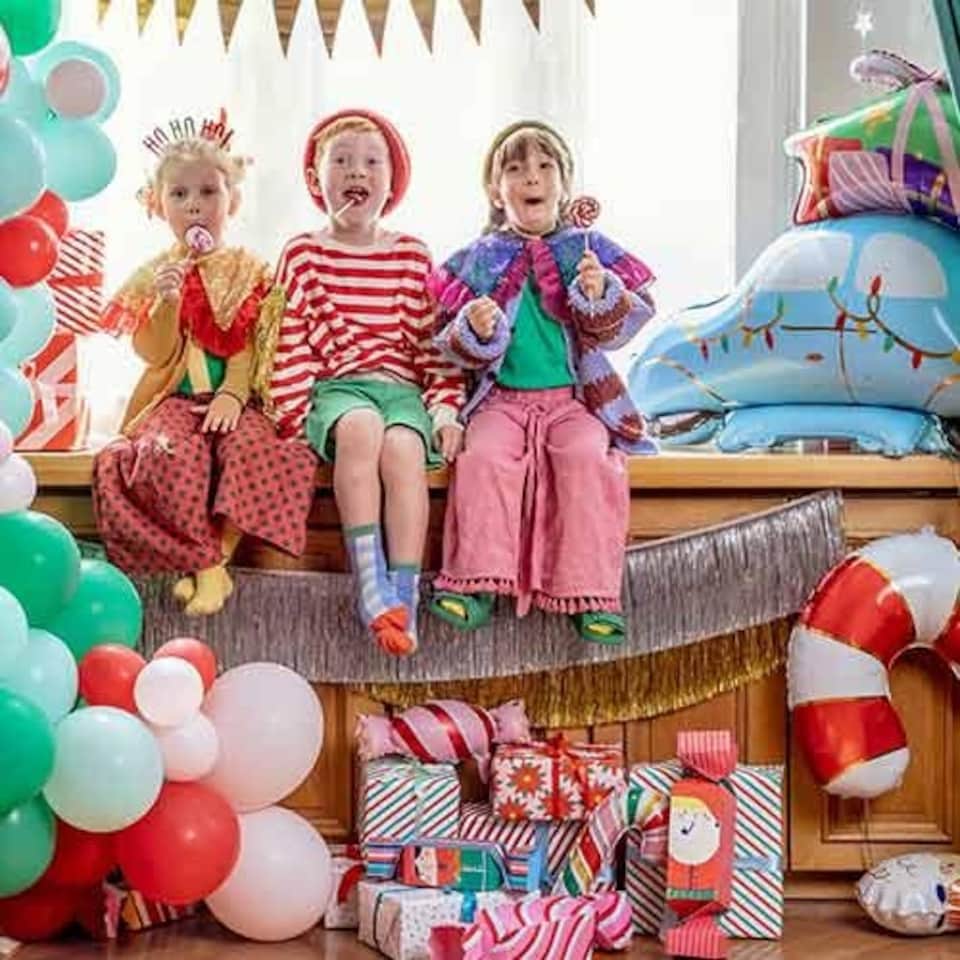 image 1 of Pink Candy Stripe Sweet Mini Air Fill Foil Balloon 40cm / 15 in - Pack of 5 | Pink