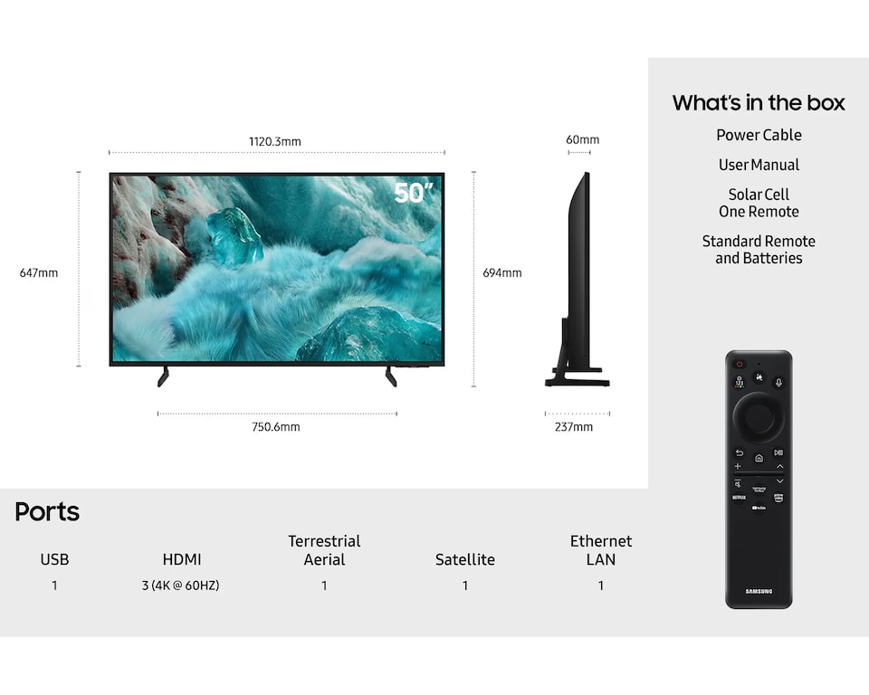 image 1 of Samsung QE50Q7FAAUXXU TV 127 cm (50") 4K Ultra HD Smart TV Wi-Fi Black | Black | Black