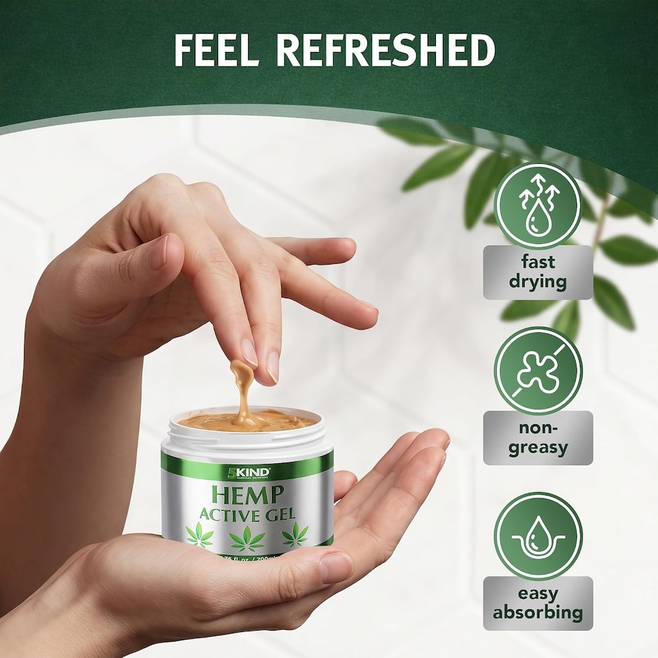 image 1 of 5Kind Hemp Active Gel 200ml - Hemp Gel for Refreshing Massage